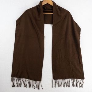 100% Cashmere Scarf Brown Made in Scotland 12" by 74" Fringe